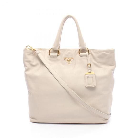 PRADA White Leather Tote Bag - Picture 1 of 8